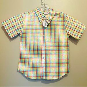 Lilly Pads Yellow Turquoise Blue Coral Red and White Button Down